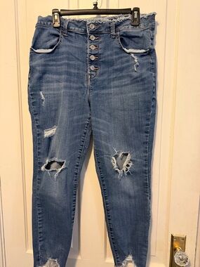 Maurice’s High-Rise Crop/Ankle Distressed Blue Women’s Jeans